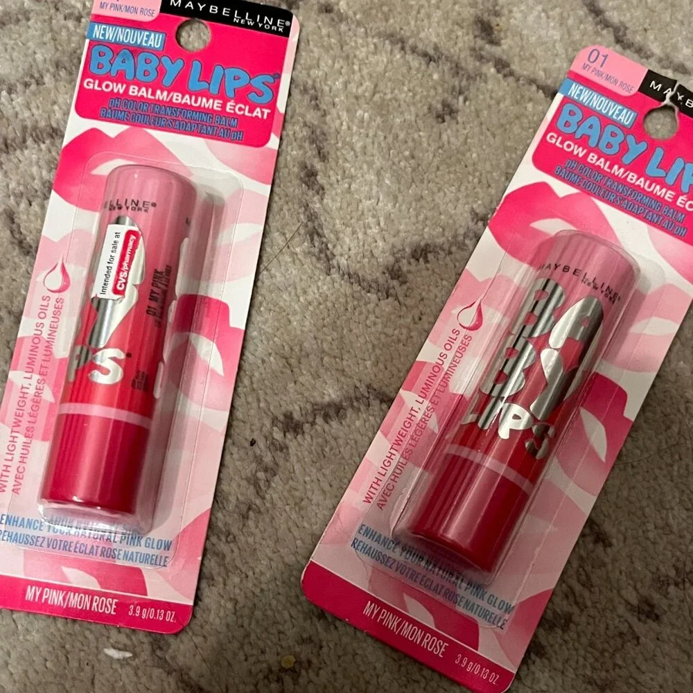 Maybelline‎ Baby Lips Glow Balm My Pink 01 Hydrating Lip Color (Set of TWO!) 💗